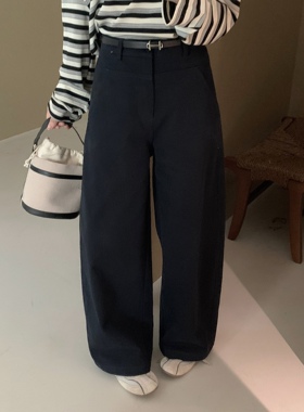 想象家SailorMoon黑色阔腿牛仔裤女2025春季新款高腰显瘦休闲裤子