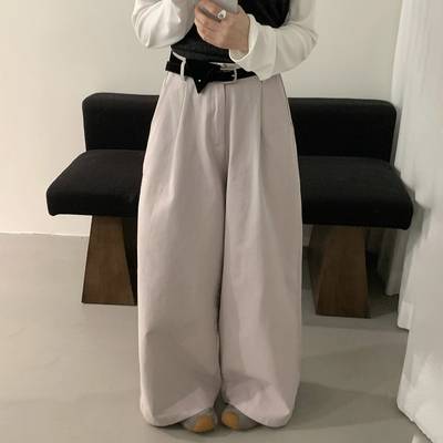 休闲裤女高腰显瘦百搭直筒阔腿裤