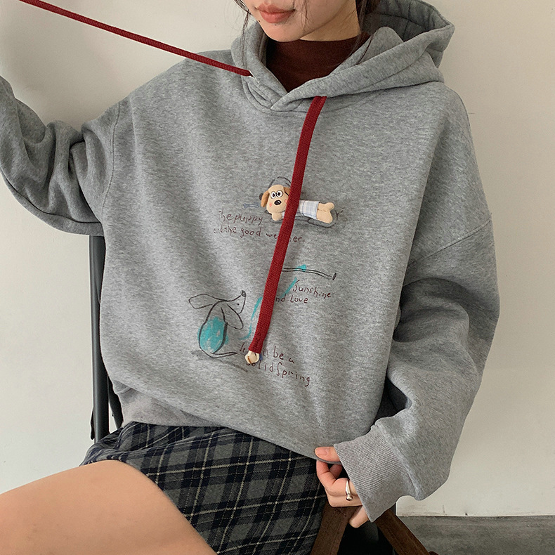 休闲风狗狗减龄连帽加绒卫衣