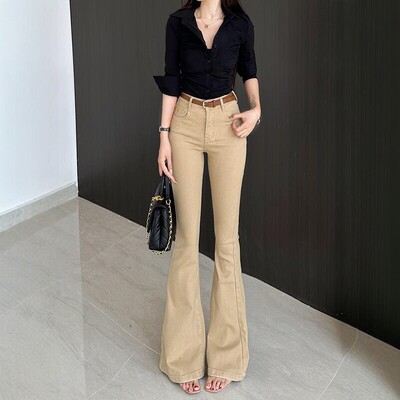 李李服饰高腰老钱风微喇