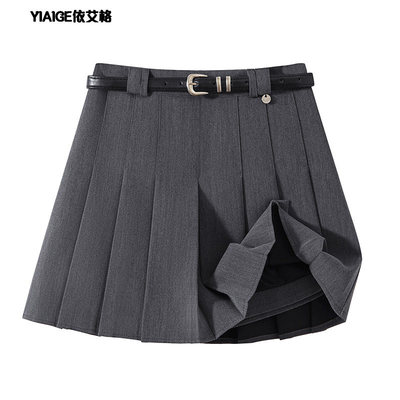 学院风灰色百褶裙短裙女