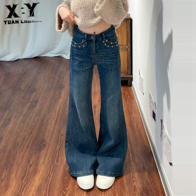 满天星烫钻微喇牛仔裤女2