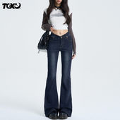 复古低腰喇叭裤 TGXQ微喇牛仔裤 潮流v腰辣妹美式 时尚 女2026年新款