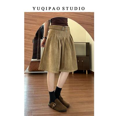 大码胖mm咖色麂皮绒半身