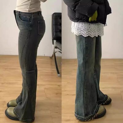 不贴腿微喇牛仔裤女夏季