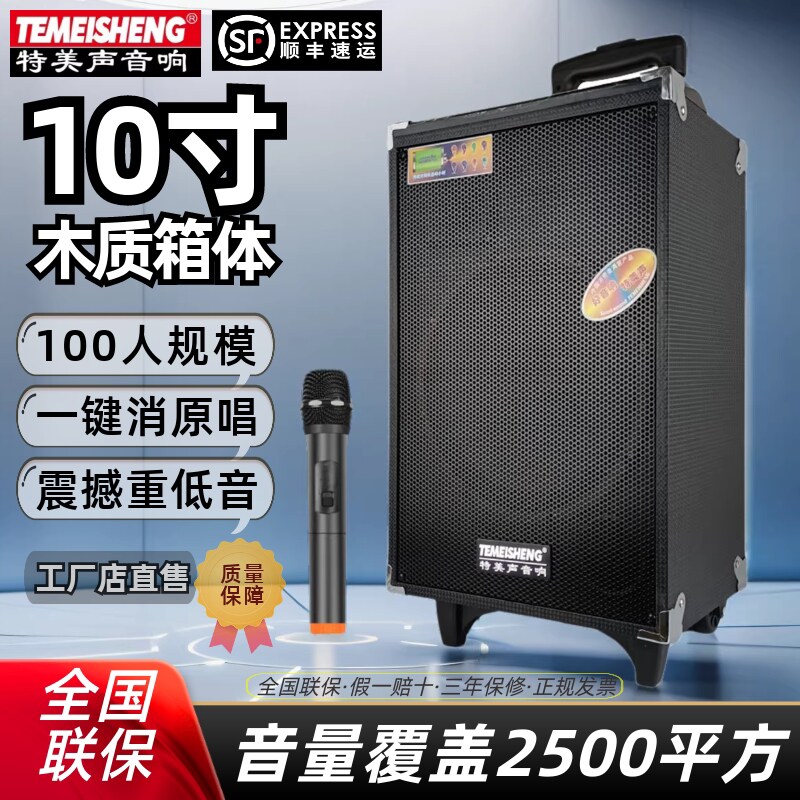 特美声A10-2户外大功率广场舞移动拉杆音响带话筒k歌演出蓝牙音箱