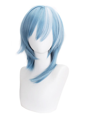 卡诺 原神 优菈 蓝色挑染渐变白色 不规则翻翘造型短发 cos假发