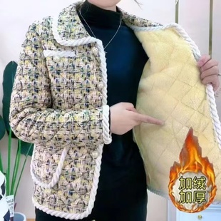 秋冬装 短款 加绒棉袄妈妈装 外套时尚 小棉衣 印花保暖衬衫 中老年女装