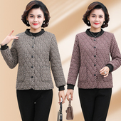 妈妈秋冬装 加绒格子棉衣女短款 中老年夹棉袄子保暖上衣棉服外套