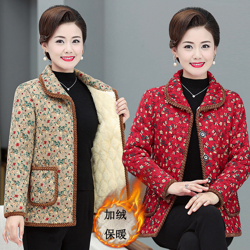 中老年秋冬款加绒加厚棉服上衣
