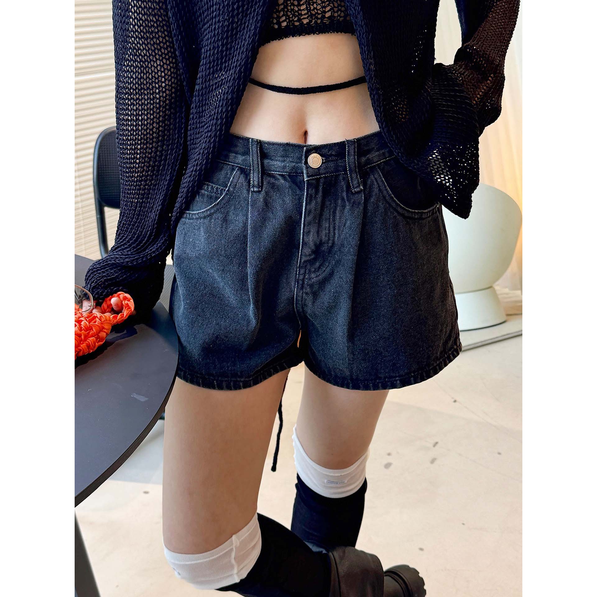 有乐夏季新款美式复古辣妹风高腰显瘦超短牛仔裤显高时髦短裤女