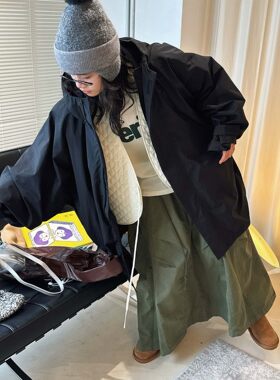 有乐春季新款日系休闲风户外大版廓形连帽夹克风衣宽松防风外套女