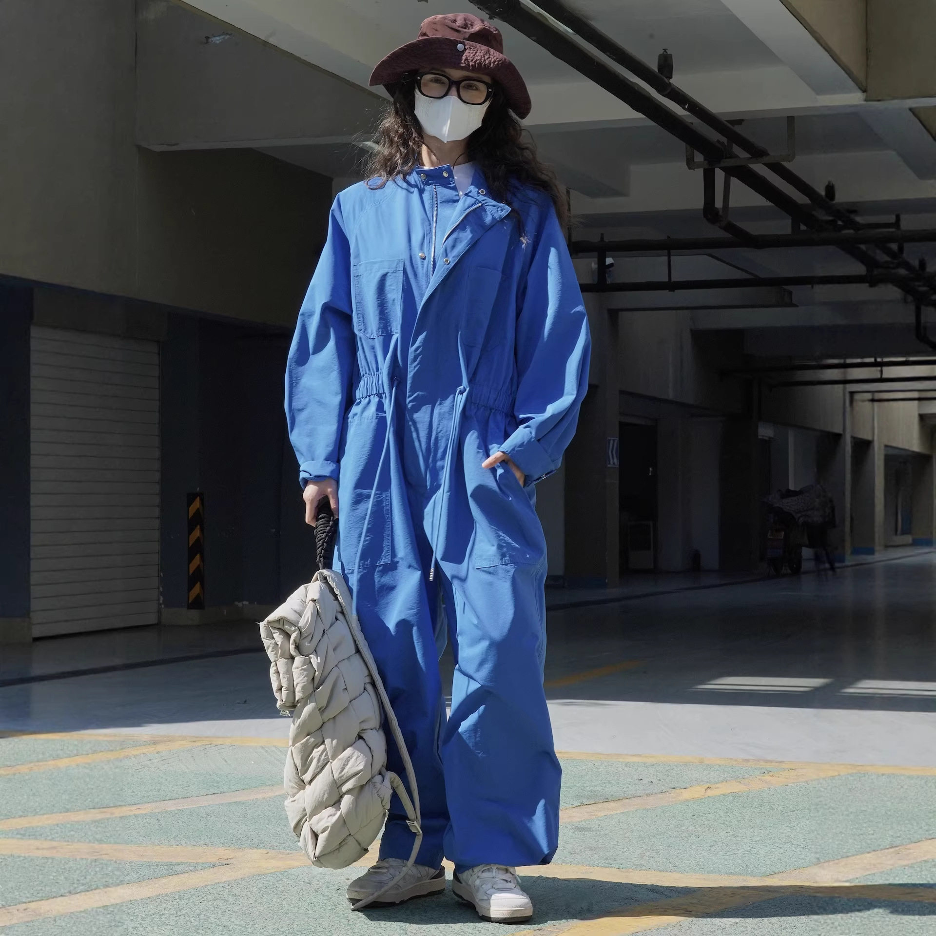 有乐早秋新款日系山系风户外廓形工装连体裤宽松舒适休闲长裤女