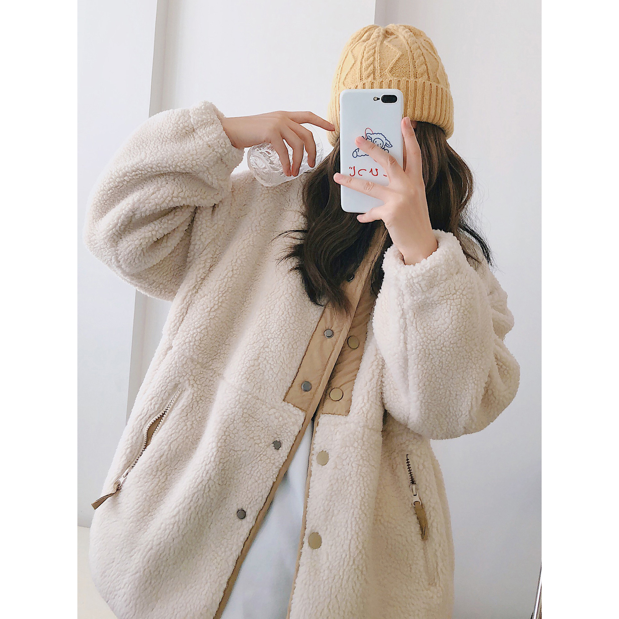 慵懒宽松羊羔毛保暖外套棉服