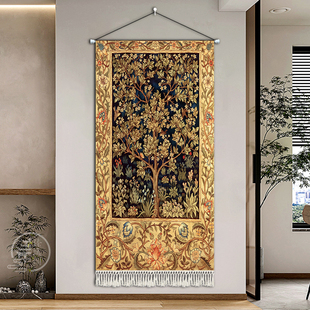 莫里斯生命树高清印制酒店入户遮丑装饰背景墙挂布挂毯布艺挂画
