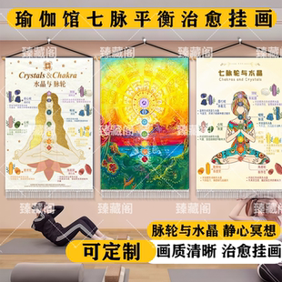 轮脉装饰颂钵疗愈瑜伽室装饰美容院私密海报中医养生会所布艺挂画