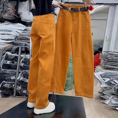 冬季女气质减龄阔腿弯刀牛仔裤