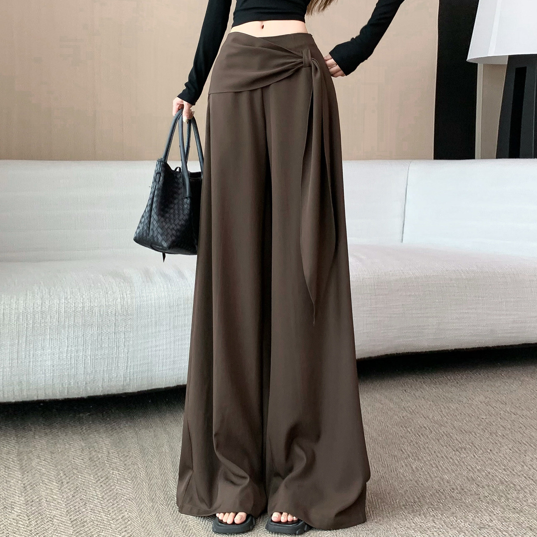 西装裤女春季新款高级垂坠感高腰阔腿裤宽松遮肉慵懒直筒休闲长裤,女装/女士精品,大码裤装,淘宝优惠券,粉丝福利购,淘宝优惠卷