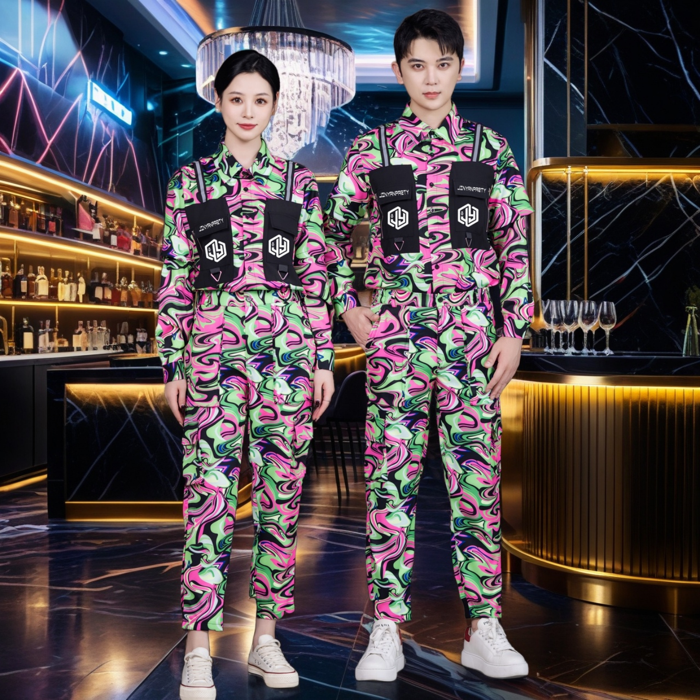 酒吧服务员工作服长袖套装秋冬季PARTYK清吧夜场会所传送KTV工装