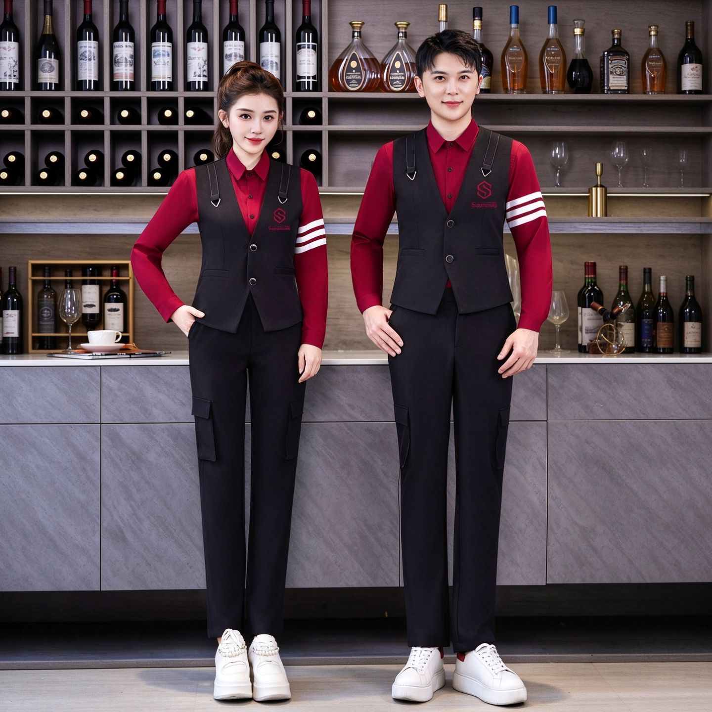 新酒吧服务员工作服长袖秋冬套装PARTYK清吧夜场员工传送KTV工装