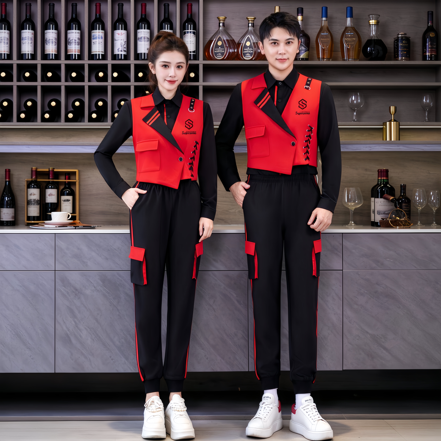新酒吧服务员工作服长袖秋冬套装PARTYK清吧夜场员工传送KTV工装