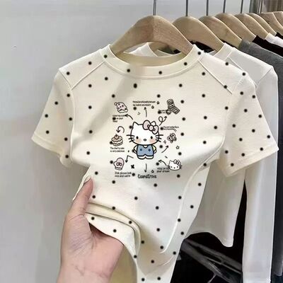 女童凯蒂猫波点短袖T恤夏装