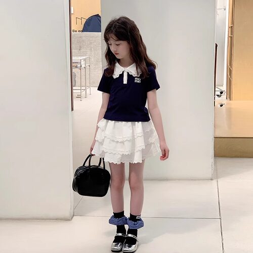 女童夏季套装学院风蛋糕裙两件套