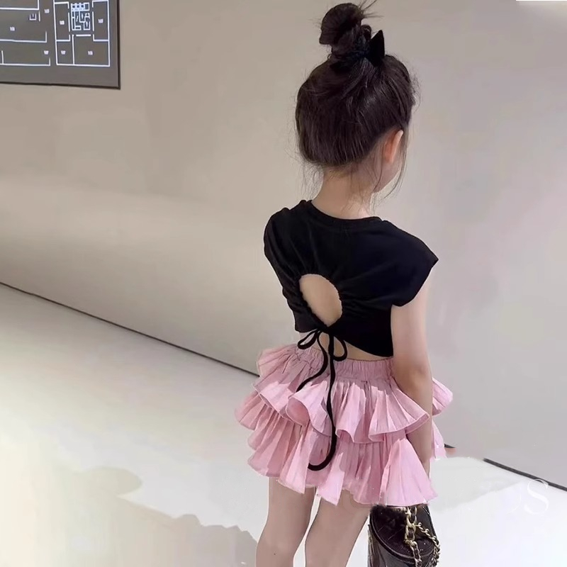 女童套装时髦炸街两件套夏季露背