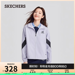 外套轻便柔软舒适运动衫 斯凯奇夏女简约百搭连帽夹克宽松显瘦工装