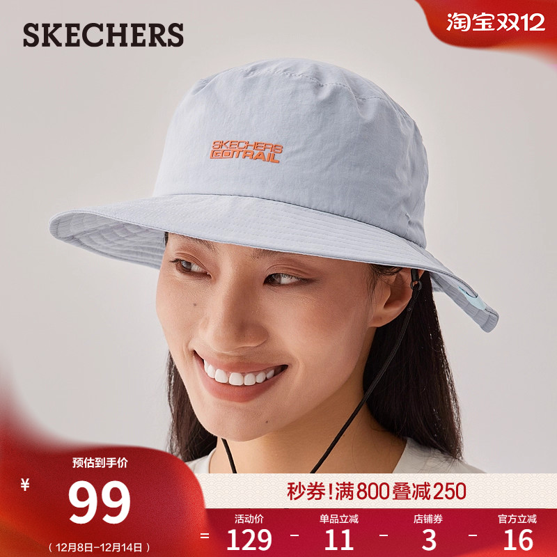 斯凯奇GO TRIAL系列男女同款渔夫帽防晒帽时尚百搭软顶遮阳帽帽子