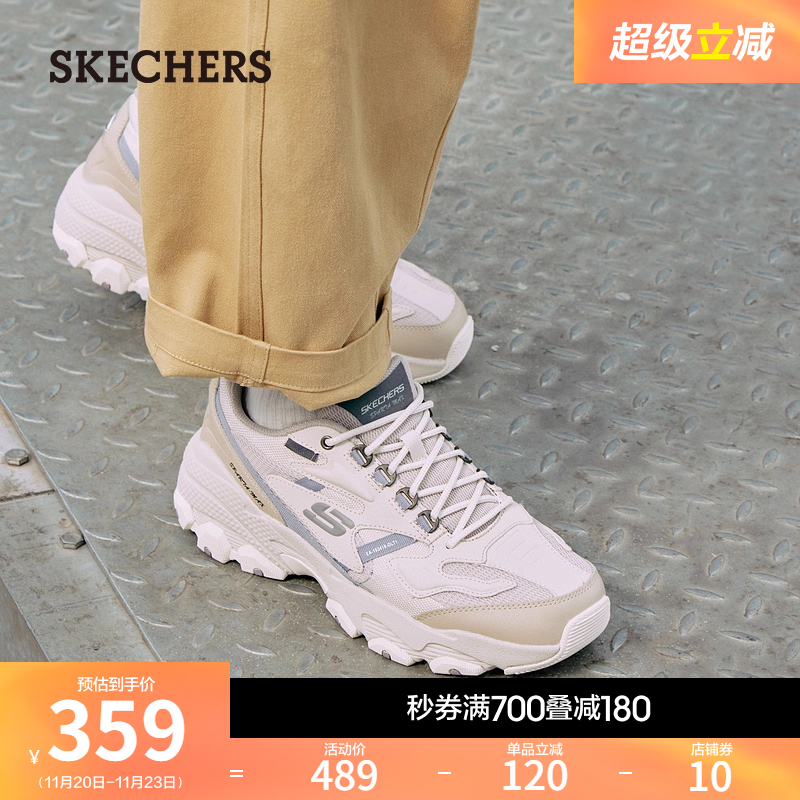 斯凯奇秋冬季男鞋高回弹舒适厚底增高老爹鞋熊猫鞋时尚休闲运动鞋