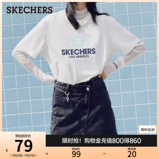 明星同款 经典 Skechers斯凯奇男女同款 上衣 款 t恤宽松圆领短袖