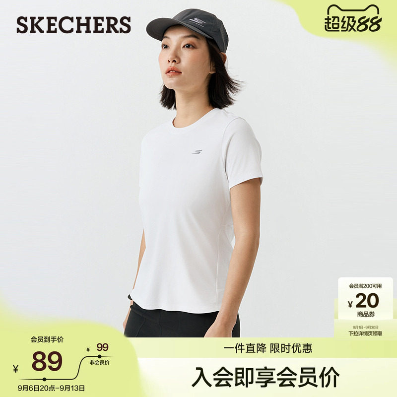 斯凯奇女速干吸湿短袖T恤户外图片