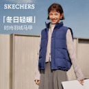 斯凯奇2025秋冬女立领羽绒服外套马甲防泼水加绒保暖休闲背心外套