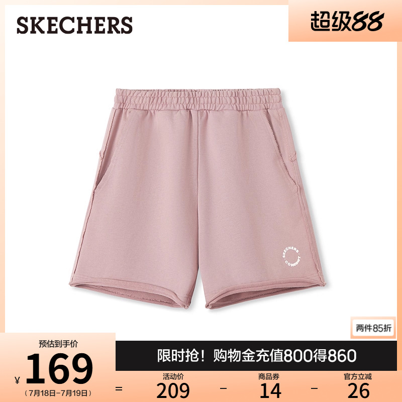 Skechers斯凯奇2025新款夏季女宽松休闲短裤舒适直筒裤运动五分裤