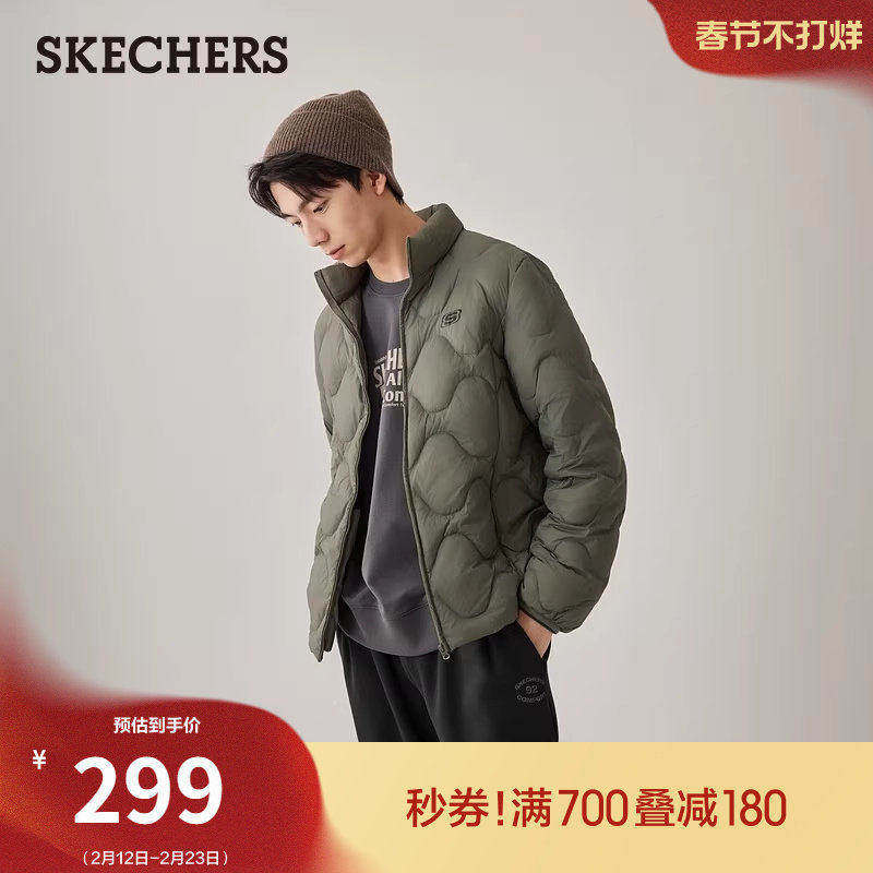 斯凯奇新冬季男女款短款轻薄羽绒服修身上衣保暖外套时尚百搭外衣