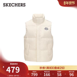 斯凯奇秋冬男女同款羽绒背心马甲宽松设计防泼水保暖内搭时尚舒适
