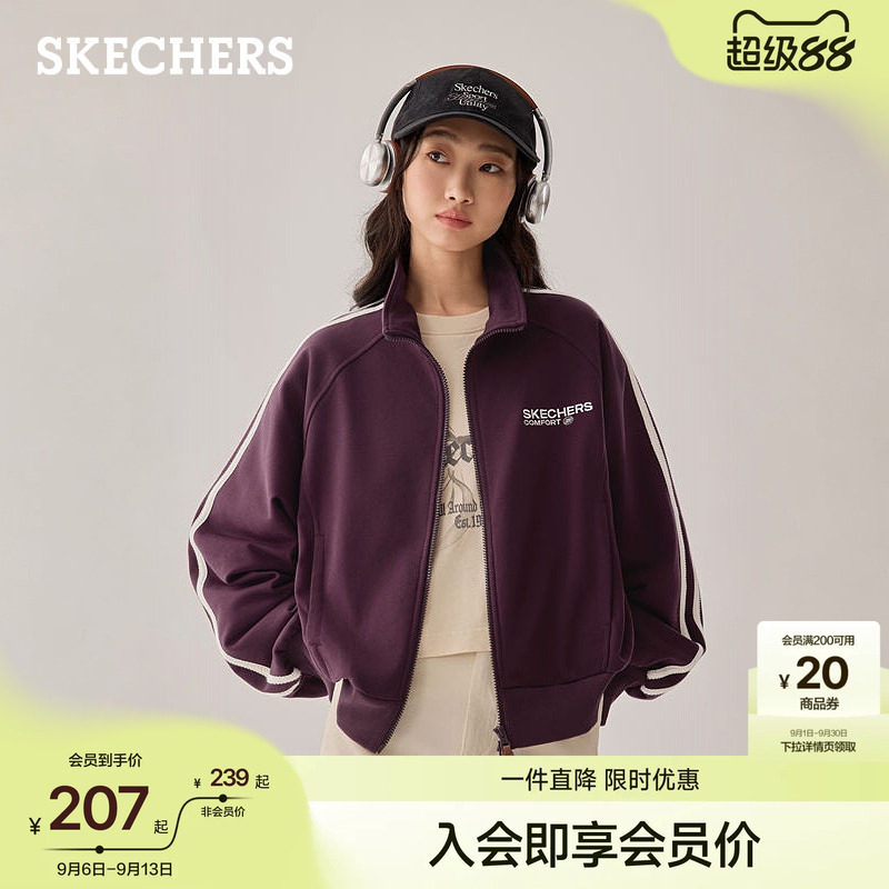 斯凯奇潮流短款立领针织棒球服图片