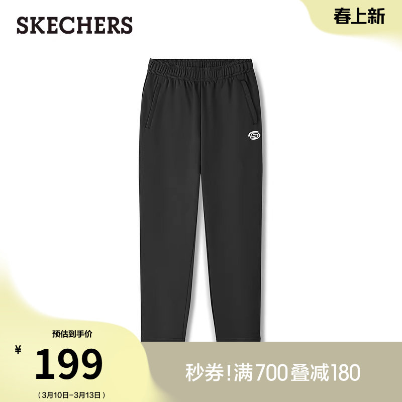 斯凯奇经典款春季男士简约舒适直筒针织运动裤休闲长裤时尚百搭