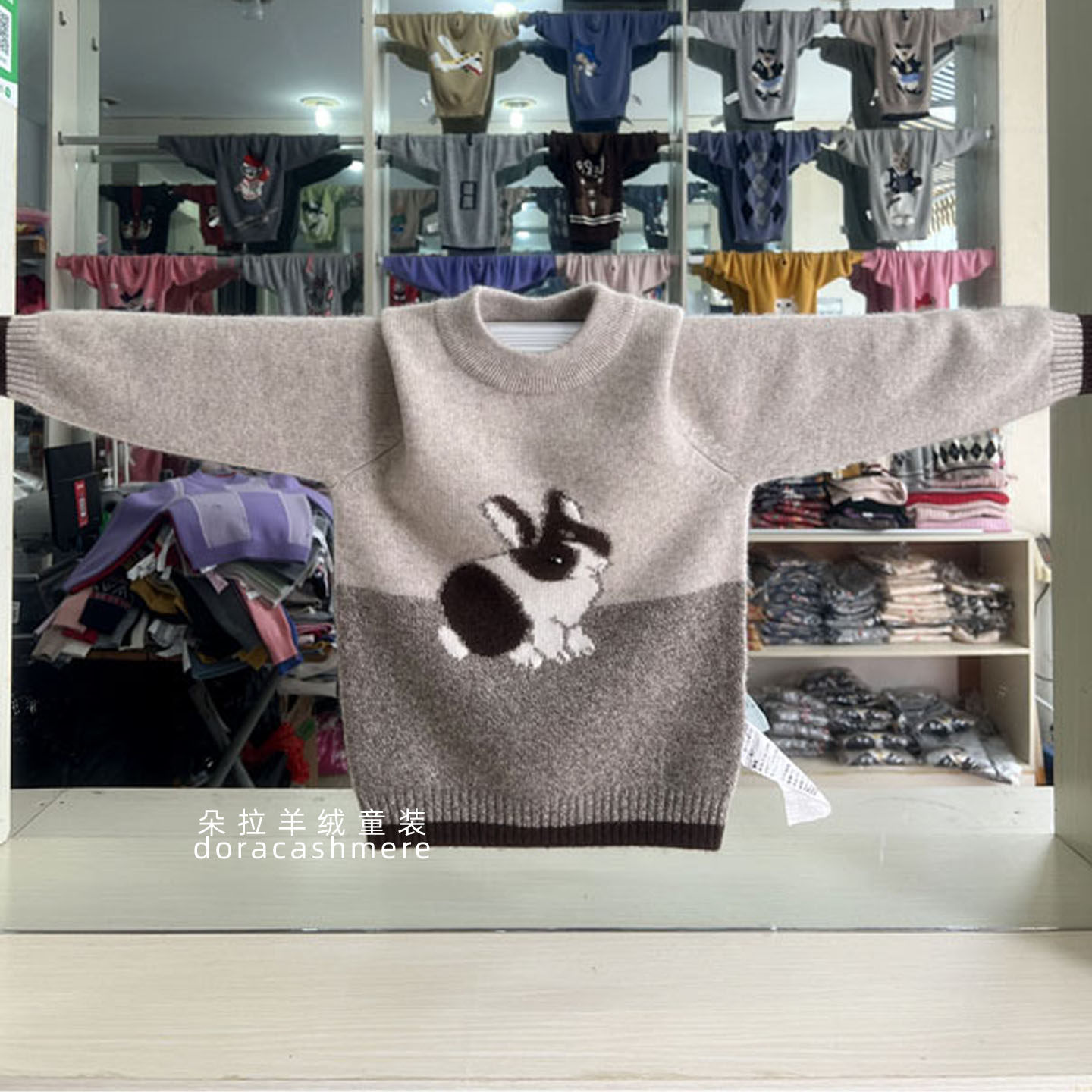 儿童羊绒衫男童女童100%纯山羊绒毛衣卡通中小童宝宝羊毛衫圆领厚