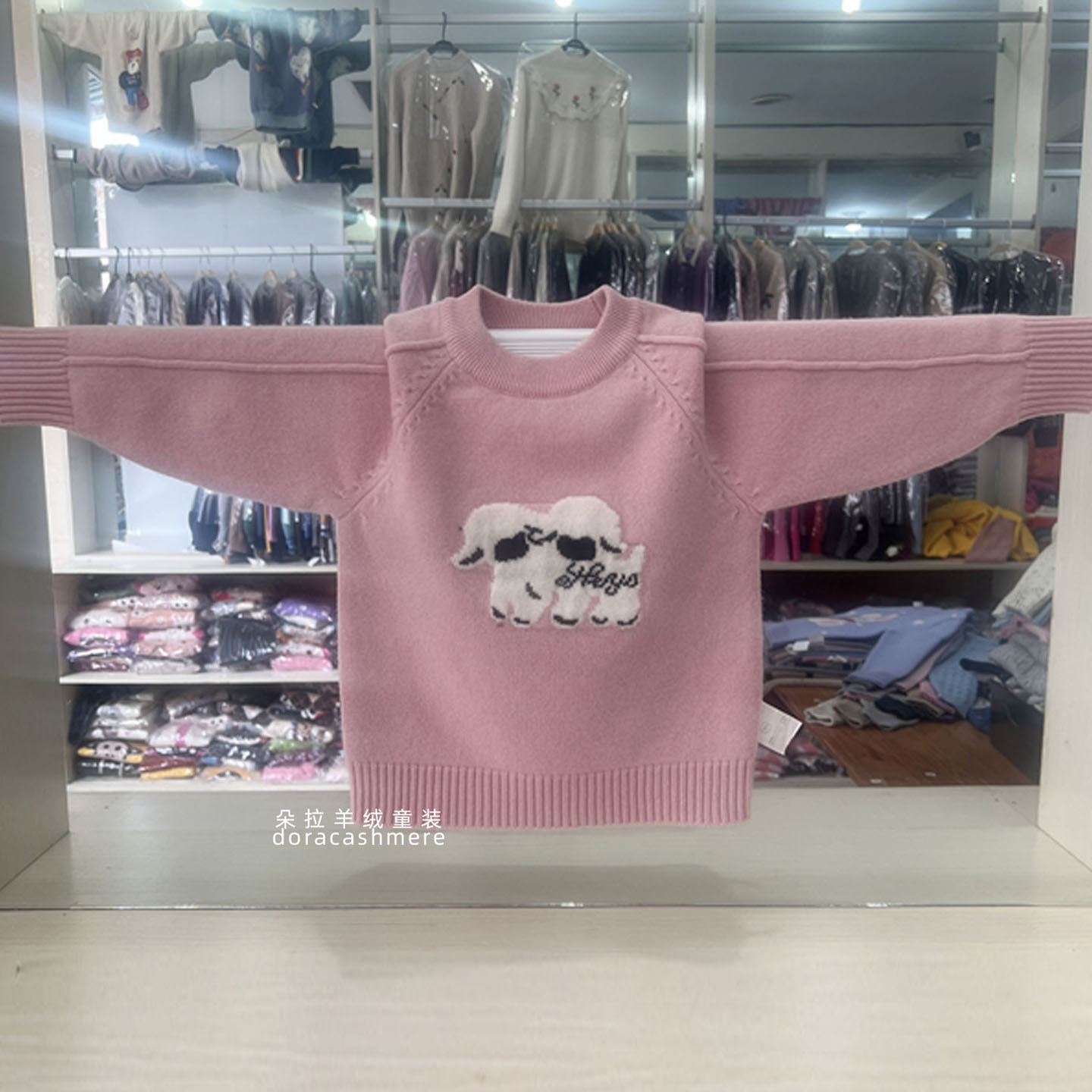 女童毛衣100%纯羊毛秋冬新款女孩羊毛卡通针织衫女宝加厚打底上衣