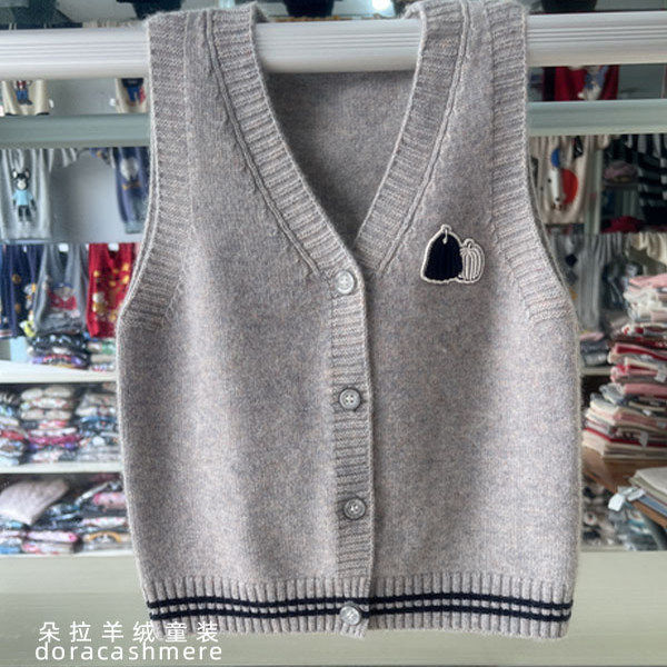新品男童毛衣背心开衫儿童纯羊绒马甲外套秋冬中大童宝宝针织坎肩