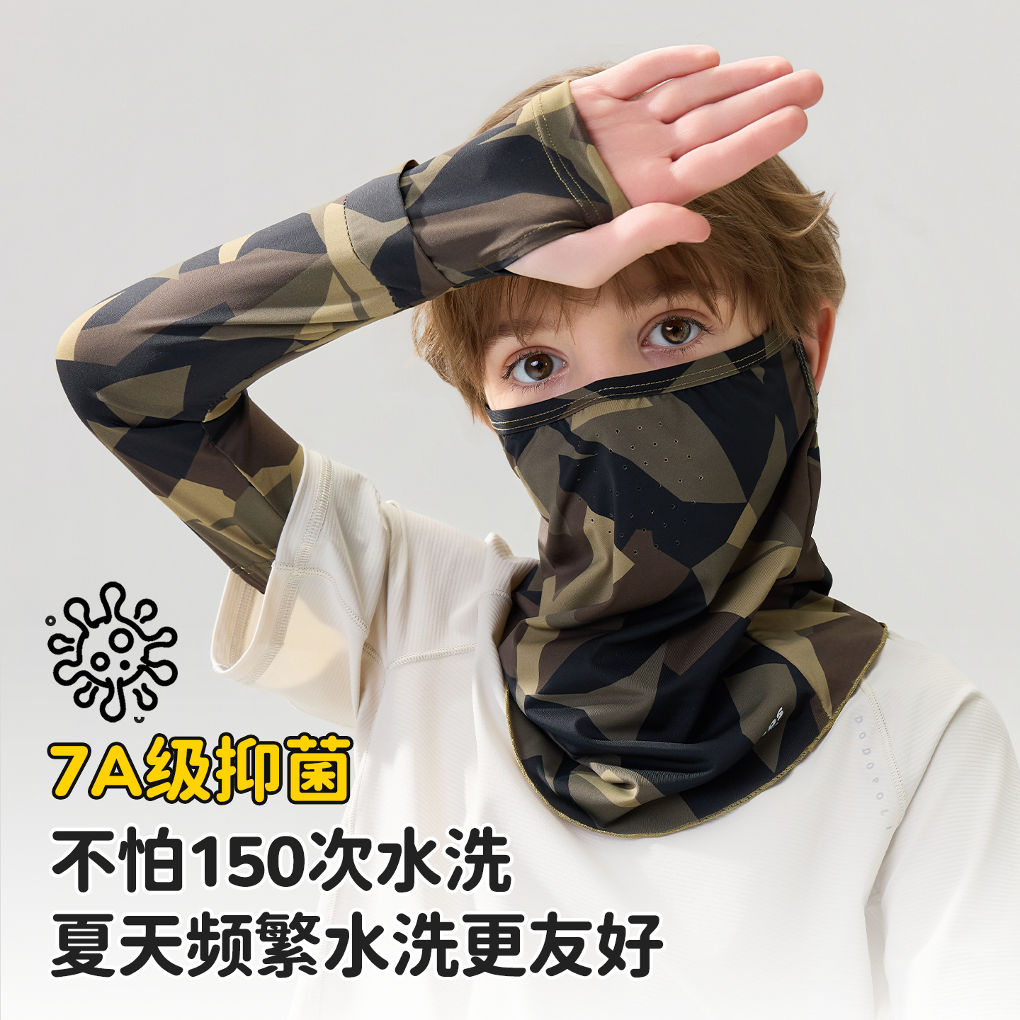迷彩儿童防晒面罩冰丝2026夏季骑行沙漠风防沙尘遮阳男童护颈脖套