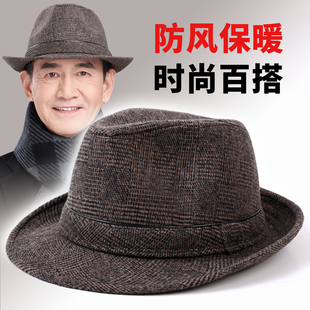 英伦复古爵士帽男士2025秋冬新款中老年爸爸防风爷爷保暖绅士礼帽