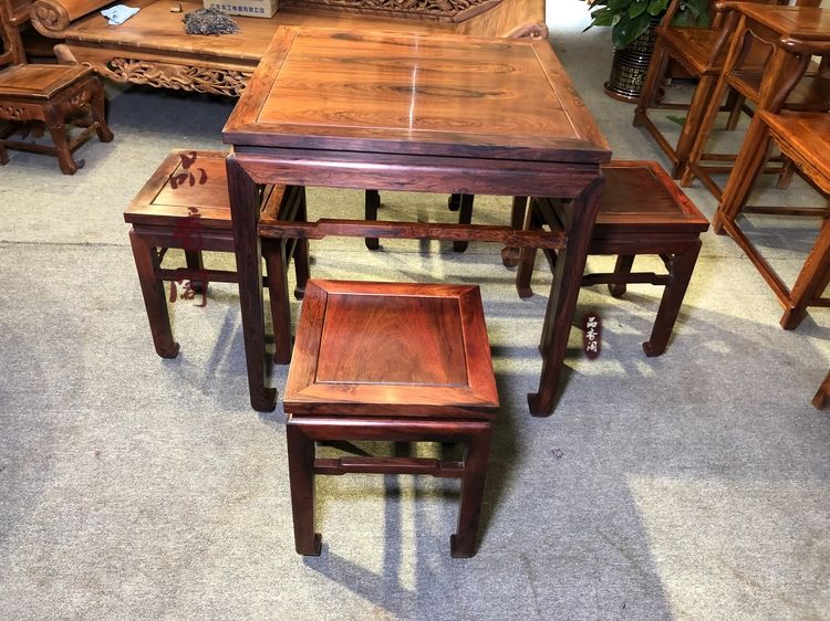 老挝红酸枝木两用休闲桌