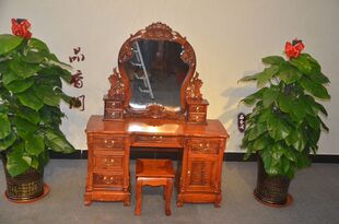 红木梳妆台 大果紫檀特价实木家具红木家俱 缅甸花梨 化装台