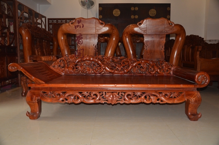 缅甸花梨贵妃床头柜竹节款 红木贵妃榻 实木红木家具家俱 特价