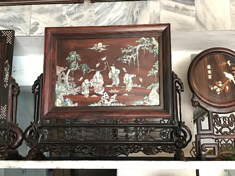 老挝大红酸枝独板+大师手工+牙+千年深海彩贝
