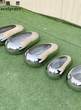 金属鹅卵石水滴不锈钢花盆槽盆栽定制抽象造型庭院摆件雕塑装饰品