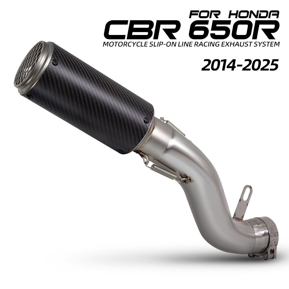 适用摩托车排气管改装 CBR650R不锈钢前段 SC碳纤维炮筒 14-25年